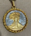 1943 Walking Liberty Silver Half Dollar - PENDANT NECKLACE  Gold Plated