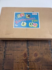 Vintage Wooden ABC Hammer Blocks Educational Toy Set w Box Japan Missing The Y