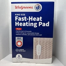 New Walgreens King Size Fast-Heat Heating Pad 12"x 24" Plush~Machine Washable