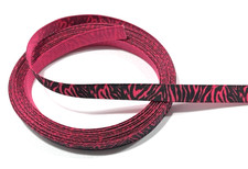 5 yards 3/8" Black Zebra Stripe Print on Hot Pink Grosgrain Ribbon 100 polyester