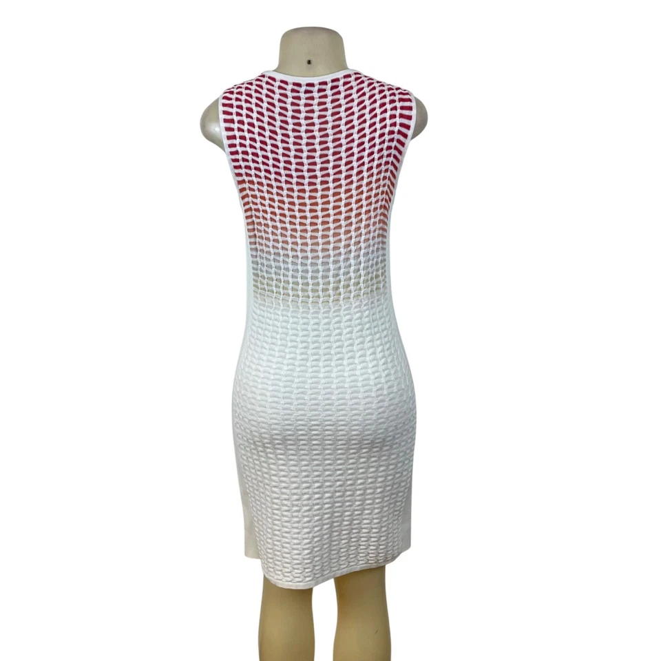 Magaschoni Womens Red/White Gradient Crochet Sleeveless Dress Fitted Size S - Image 3 of 4