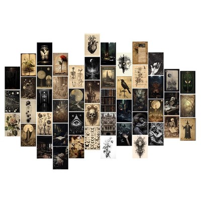 Moody Dark Academia Decor for Home,50pcs Dark Academia Aesthetic Wall Decor,Vint