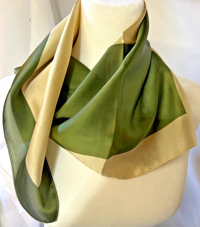 Bonito 26 pulgadas Patrón geométrico mediano cuadrado, crema y verde 100 % poliéster Foto 4 de 4