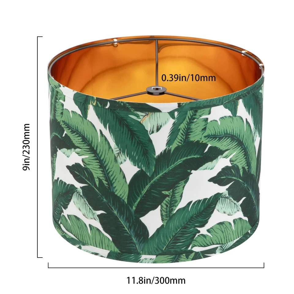 Juego de 2 pantallas de lámpara florales de hoja tropical de 12 pulgadas | Tonos de tambor dorados medianos para... Foto 4 de 4