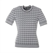 Fendi ZUCCa 20 years Polyester  Rayon Short Sleeve Knitwear 40 Ladies' Black  