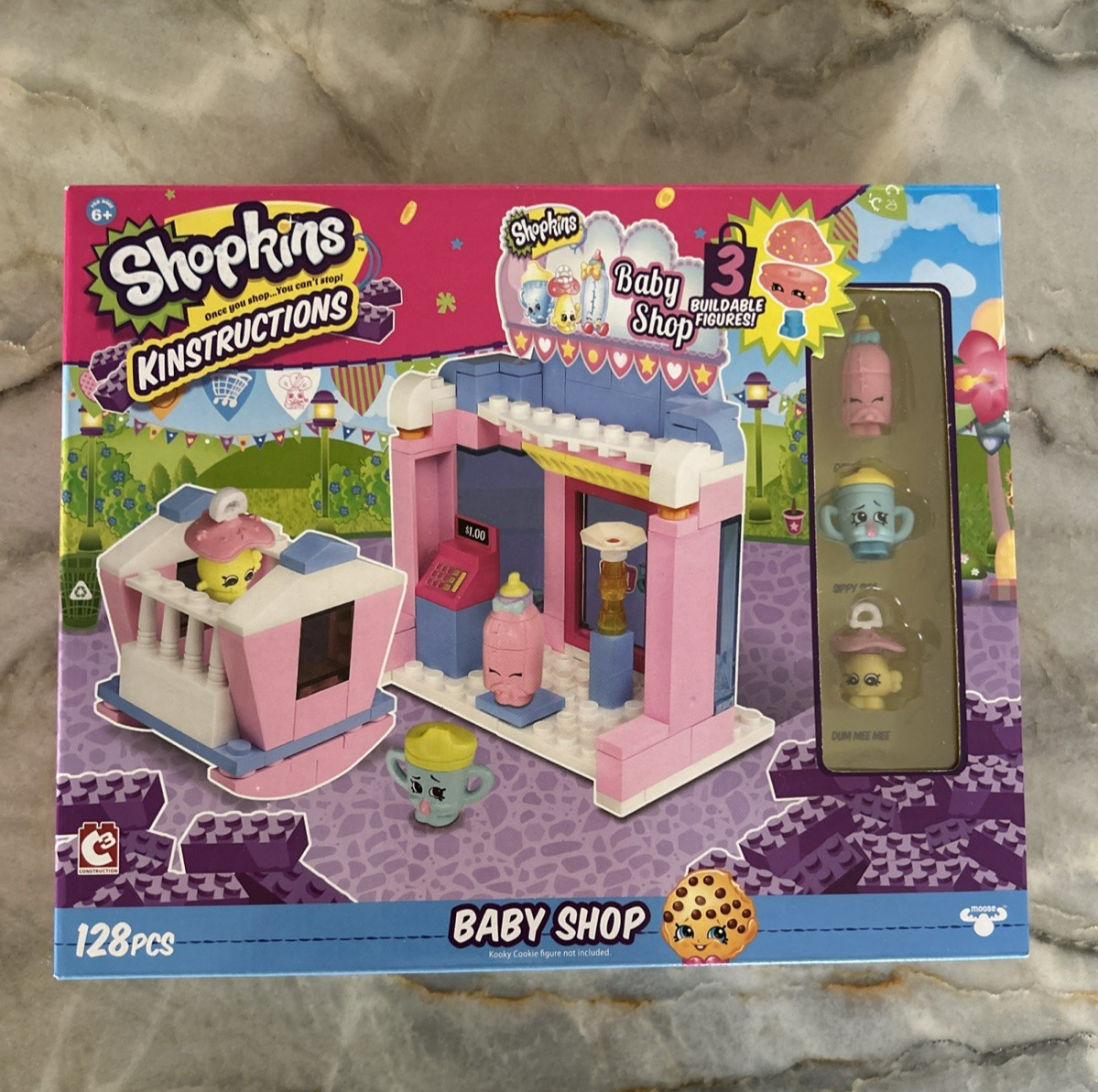 Shopkins Kinstructions Baby Shop 128 Pieces 3 Buildable Shopkins Figures New
