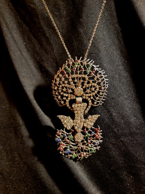 Antique Saint St Esprit Dove French Victorian Pendant Paste & Silver Tone Beauty