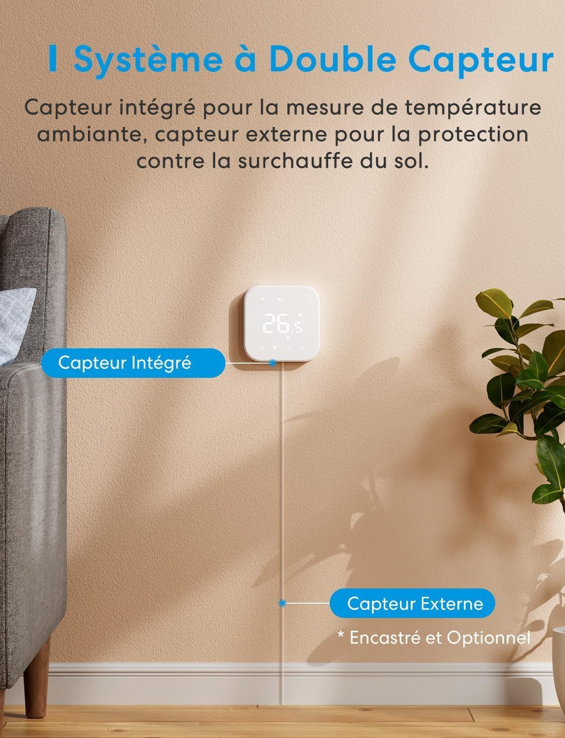 thermostat connecté chauffage électrique – vue détaillée