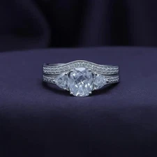 2.40Ct Cushion-Cut VS1 Lab Grown Diamond Wedding Ring Band Set 14k White Gold