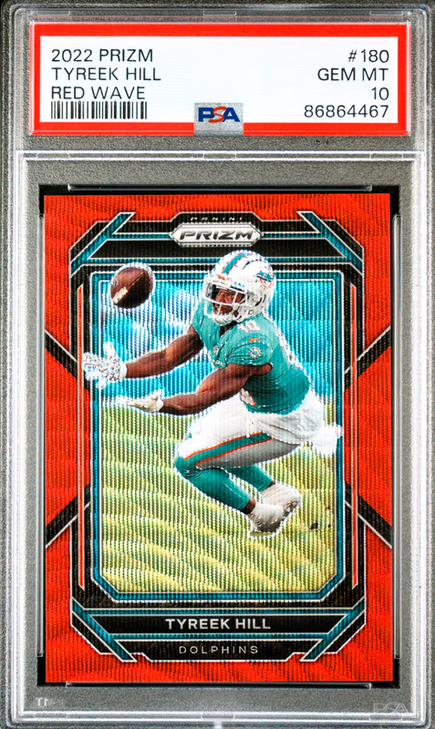 2022 Panini Prizm Tyreek Hill #180 Red Wave Prizm /149 PSA 10  POP 8