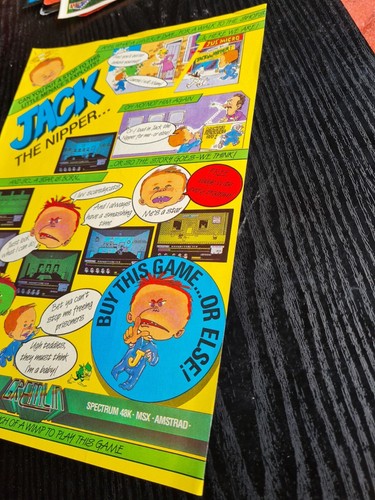 RARO MINI PÓSTER JACK THE NIPPER SPECTRUM GREMLIN GAME MAGAZINE ANUNCIO 8X11" - Imagen 2 de 3