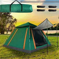 Pop Up Tent 4-5Person Camping Tent Waterproof Canopy Outdoor Famalies Tent Green