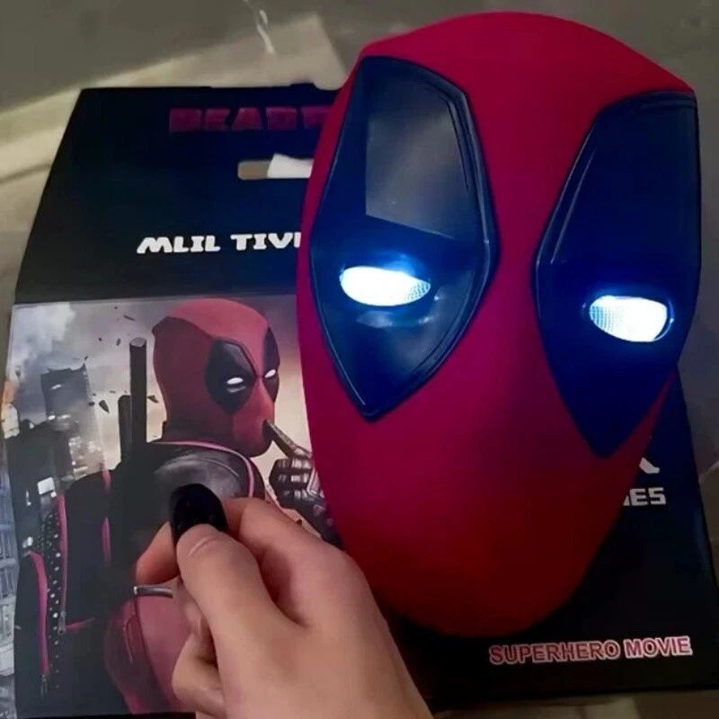 US Deadpool Helmet Mask Movable Eye Headwear Light Up Ring Remote Control New - Image 4 of 4