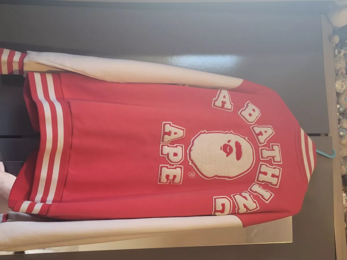 Bape varsity jacket best sale red