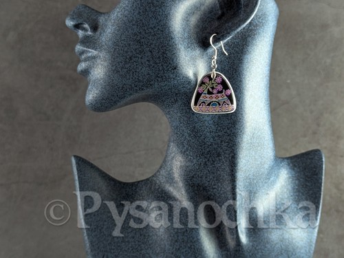 Pendientes Pysanka. Cáscara de avestruz. Huevo de Pascua estilo. Pysanky hecho a mano por Halyna - Imagen 2 de 8