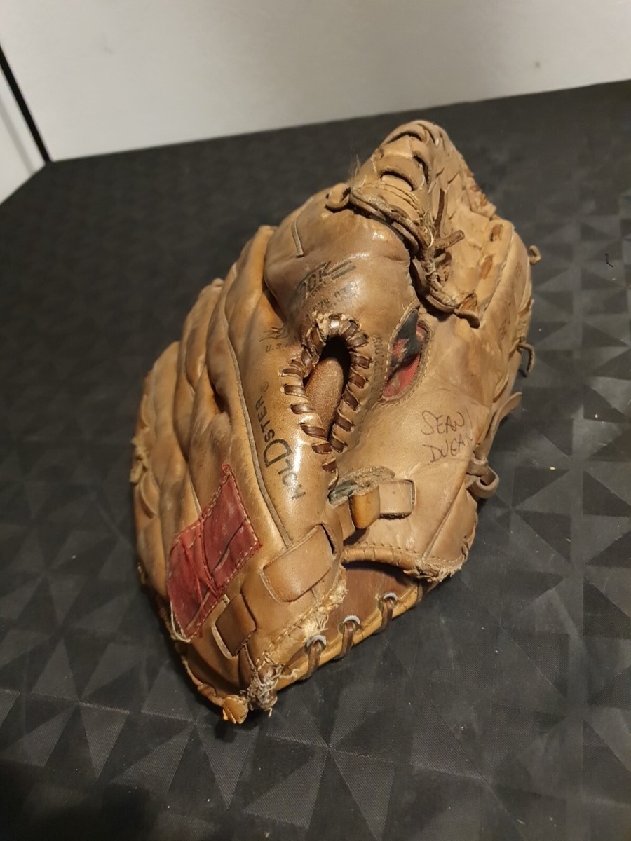 Gant de baseball cuir Rawlings RBG4 dédicacé SEAN DUGAN vintage USA et sa Balle