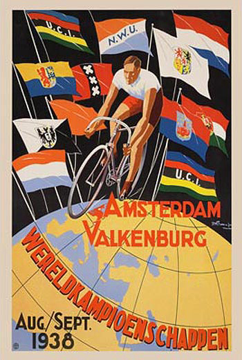 1938 Cycling World Championships Amsterdam Vintage POSTER 24x36