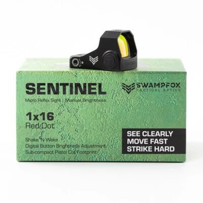 Sentinel 1x16mm Swampfox 3MOA RMSc Micro Reflex Green/Red DOT Sight SNL00116
