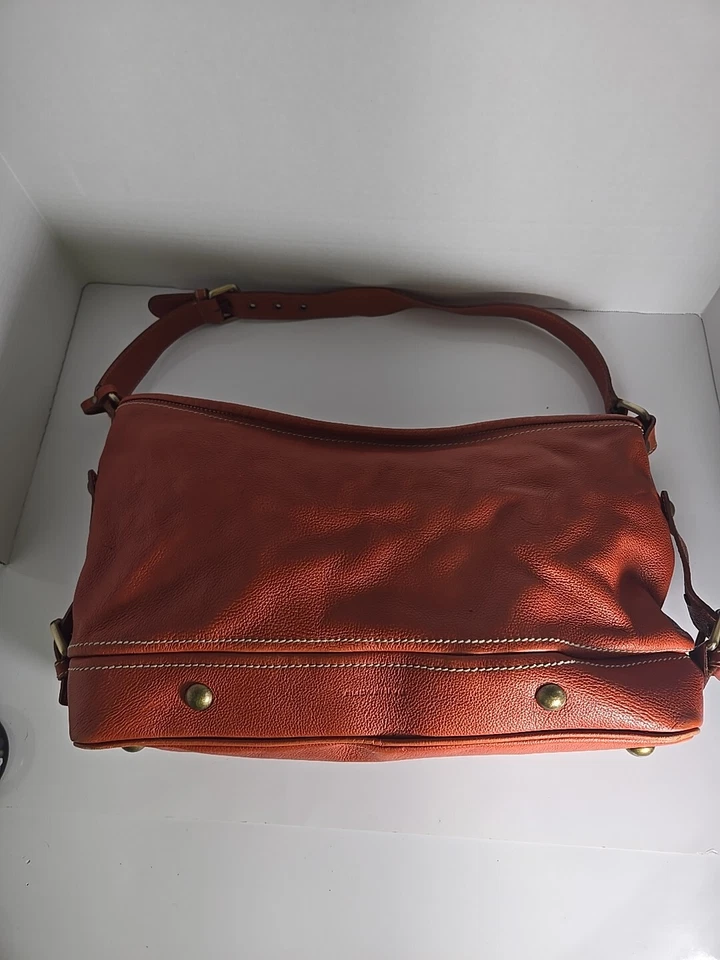 Nuovedive 意大利橙色棕色 Burnt Sienna 皮革挎包钱包 — 第 3/4 张图片