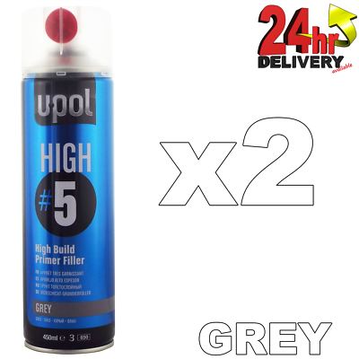 U-Pol HIGH5 1K gebrauchsfertig GRAU Hochaufbaulack Grundierung 450ml 2 Dosen Upol