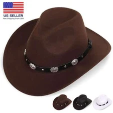NEW Cowboy Hat Western Wide Brim Felt Fedora Panama Jazz Cap Hats for Men Women