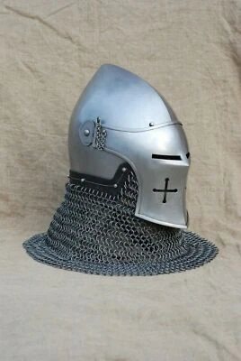 Mittelalterlicher Kampf Bascinet Griffon Helm mit Kettenhemd Rüstung Barbut Helm - Bild 1 von 4