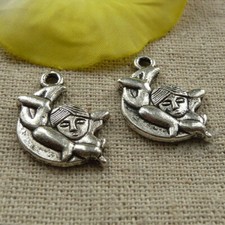 Free Ship 110 pcs tibetan silver angel moon charms 23x17mm L-4059