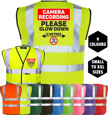 CORPORATE TOGS Equine Hi-Vis CAMERA RECORDING SLOW Horse Equestrian Rider Safety Vest Tabard
