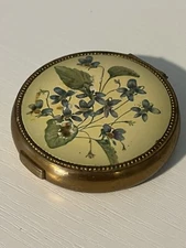 Classic Vintage Powder Compact Round Floral Top