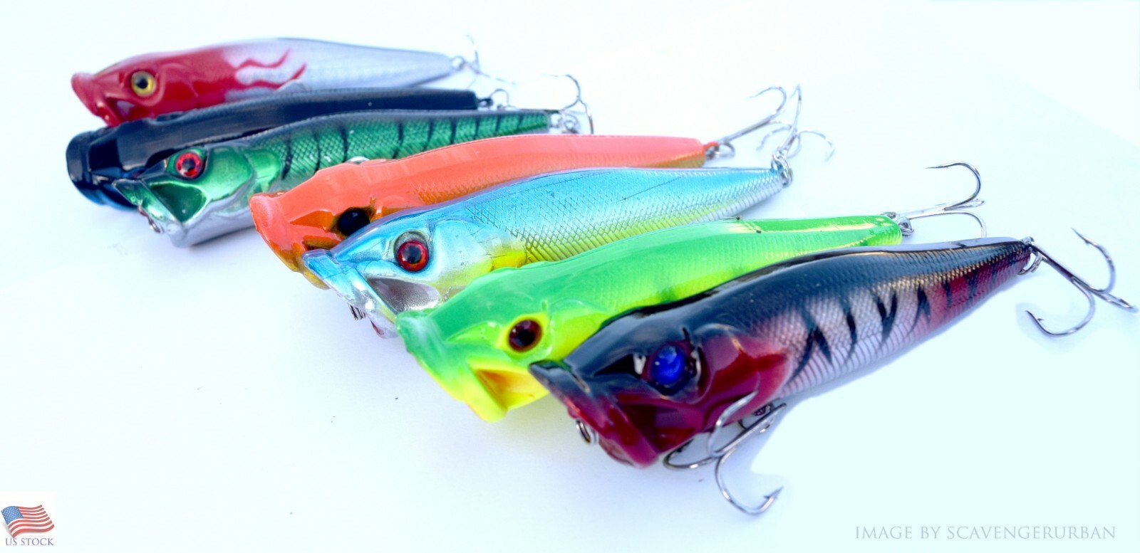 Lot 7 New Fishing Lures Top Water Poppers Bass Crankbaits, Swimbaits - Image 2