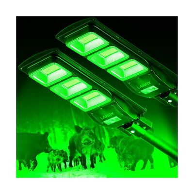 2Pack Solar Hog Light 9000 Lumens Green hog Light with Reomte, Motion Activat...