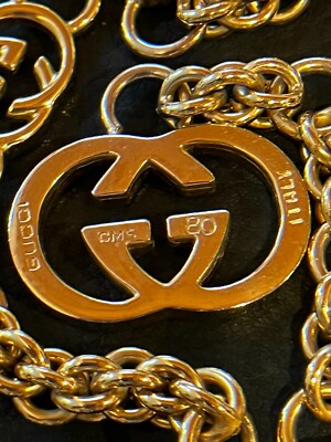 GUCCI BELT Chain AUTH Logo mark Vintage RARE Gold GG Necklace OLD