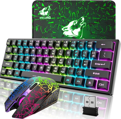 Computer Desktop Gaming Keyboard and Mouse Mechanical Feel Led Light Backlit US