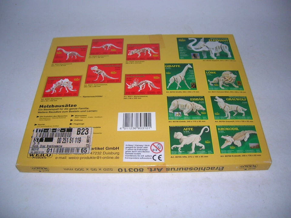 Weico Producte Brachiosaurus Holzbausatz 3D Puzzle Art 80310 Neu+OVP - Bild 4 von 4