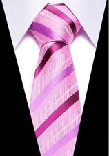 New Classic Paisley Pink Stripe JACQUARD WOVEN 100 Silk Men's Tie Necktie