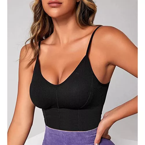 Women Strappy Sport Yoga Low U-Back Bralette Padded Bra Crop Top Cami Vest Tank - Bild 13 von 43