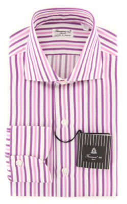 Finamore Napoli Lila Gestreiftes Hemd - Extra Slim - (F15184)