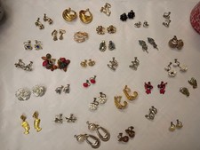 32 Pairs Screwback Earrings. Few Clip-On. Vintage