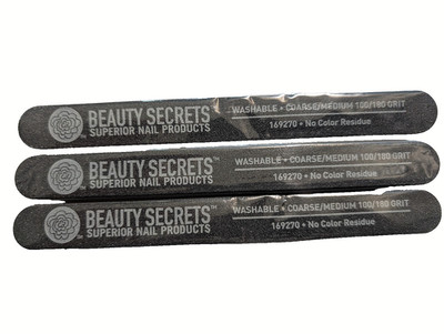 Beauty Secrets Medium Coarse 180/100 Black Cushion Nail File * Two-Sided