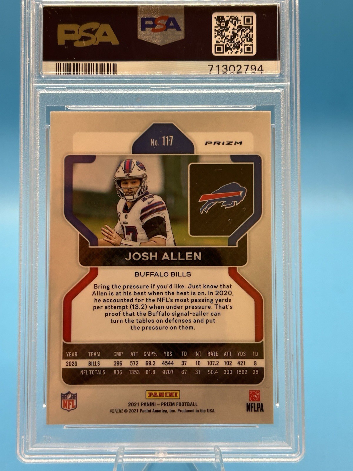 2021 Prizm Josh Allen Orange Disco Prizm  PSA 9 MINT Buffalo Bills #117 view 2