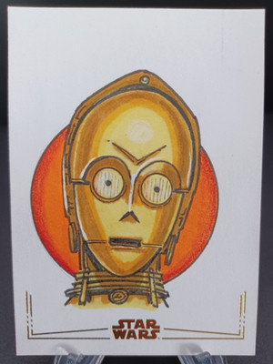 2025 Topps Star Wars Smugglers Outpost C-3PO GOLD FOIL Sketch By Darrin Pepe 1/1