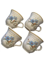 Vintage Japan Mikasa  Multicolor Blue Daisies Tea COFFEE CUP Mug Set Of  4 cups