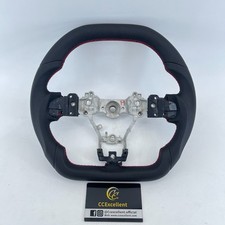 For Subaru Wrxsti 15-22 Flat Top Full Black Perforated Leather Steering Wheel For Subaru Wrxsti 15-22 Flat Top Full Black Perforated Leather Steering Wheel