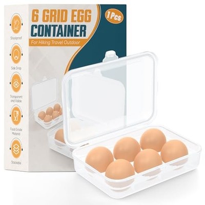 ZPU Egg Holder Camping, 1Pcs 6 Grid Egg Container, Plastic Egg Carrier for Ca...