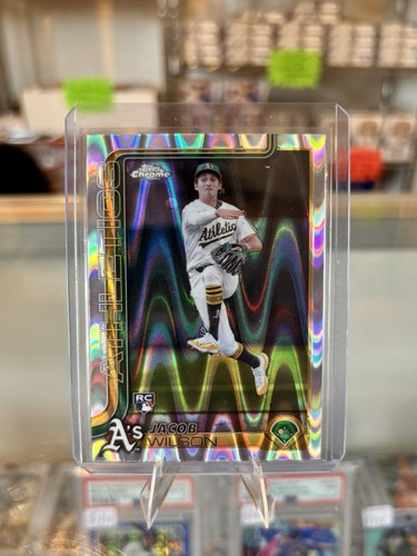 2025 Topps Chrome Jacob Wilson RC Rookie RayWave Refractor SP #96 Oakland A's!!