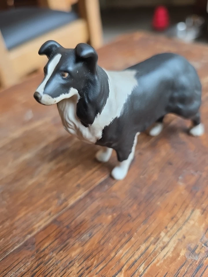 Vintage Beswick Border Collie Sheepdog Figurine Black & White Matt. - Image 2 of 4