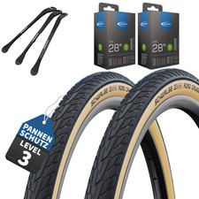 2x Schwalbe Fahrradreifen Road Cruiser Gumwall braun 28" 37-622 + Schlauch Heber