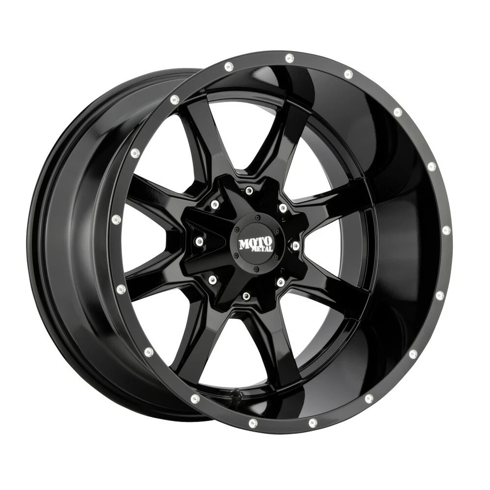 Set 4 18" Moto Metal MO970 18x10 8x6.5 Gloss Black Milled Lip Wheels -24mm Rims - Image 3 of 4