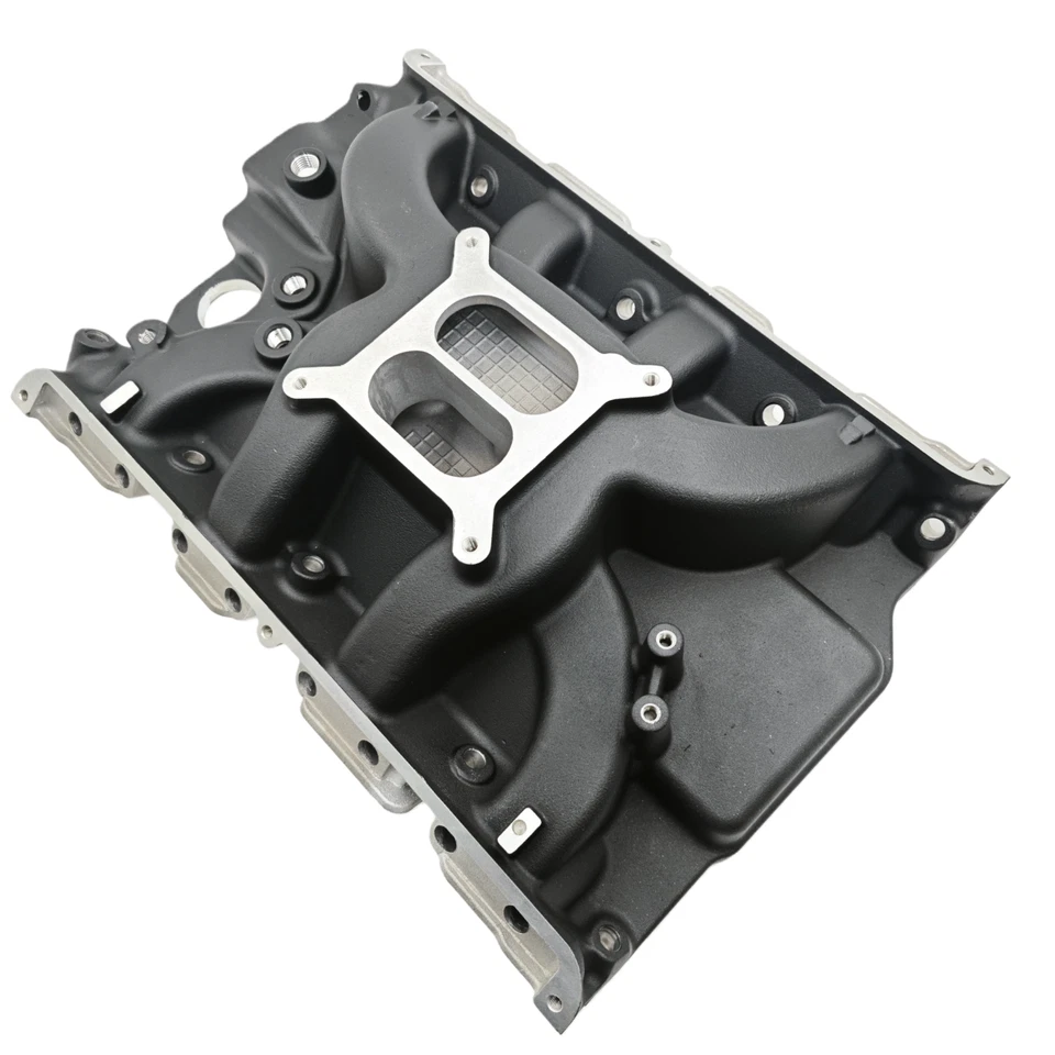 Colector de admisión de aluminio estilo plano doble satinado 7105 para Ford 352 360 390 R1148 Foto 3 de 4