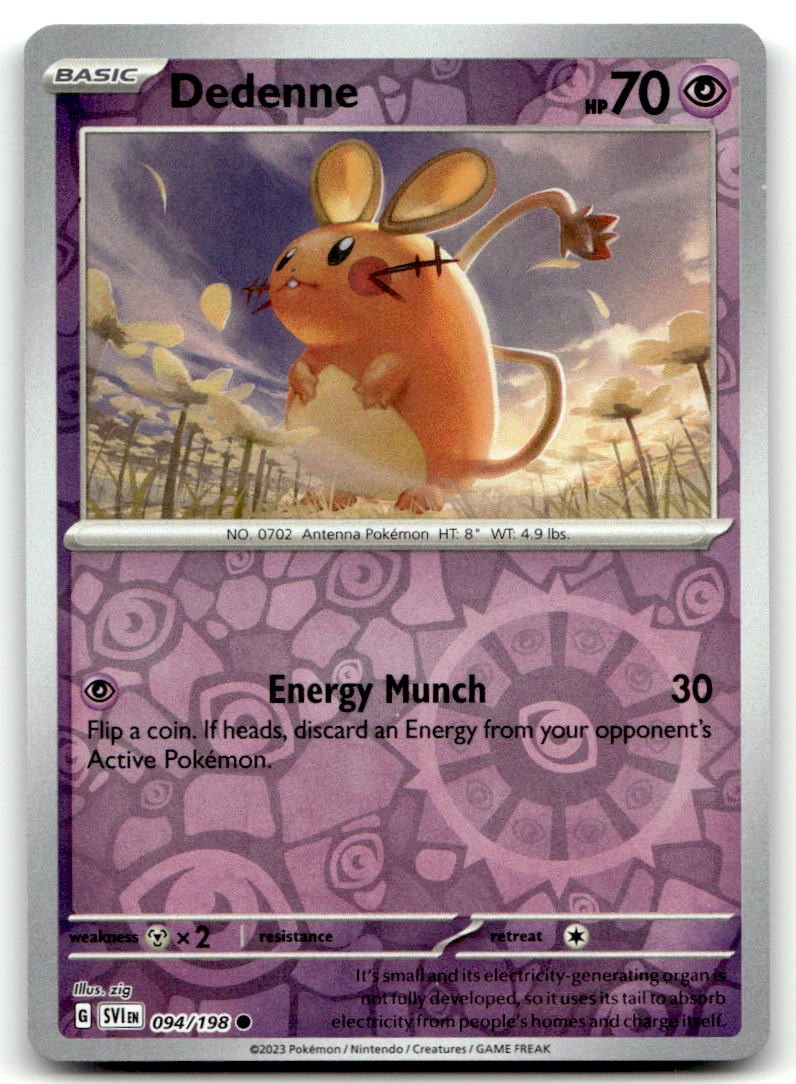 Dedenne 094/198 Common SV01: Scarlet & Violet Base Set Pokemon Reverse Holofo...